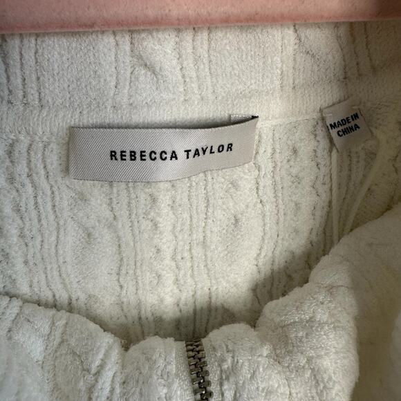 Rebecca Taylor Cable Zip Shell White Short Sleeve Sweater NWT - Picture 3 of 11